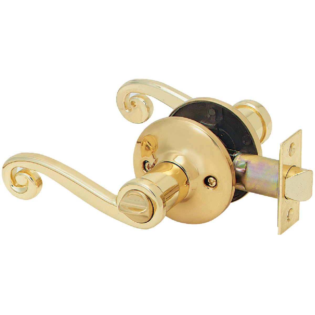Steel Pro Polished Brass Scroll Privacy Door Lever