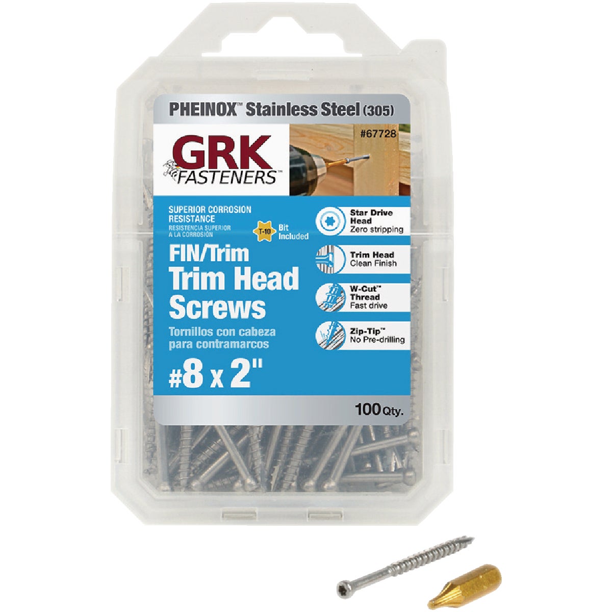 GRK #8 x 2 In. Star Drive Stainless Steel Trim Screw (100 Ct.)
