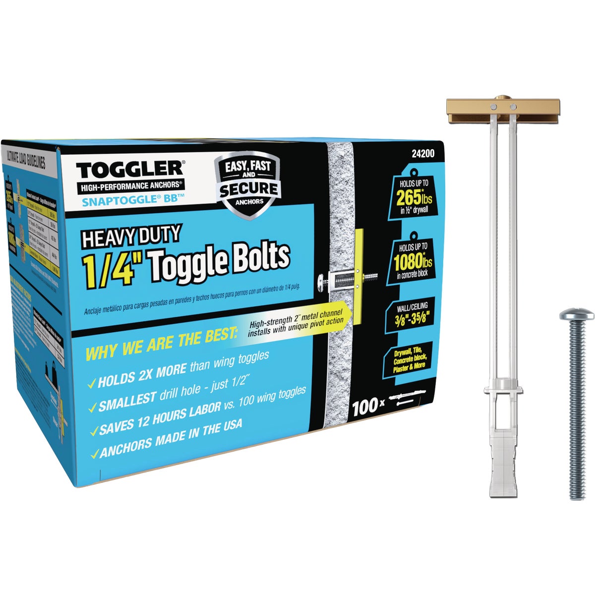 Toggler Snaptoggle 1/4-20 x 2 In. Toggle Bolt (100 Ct.)