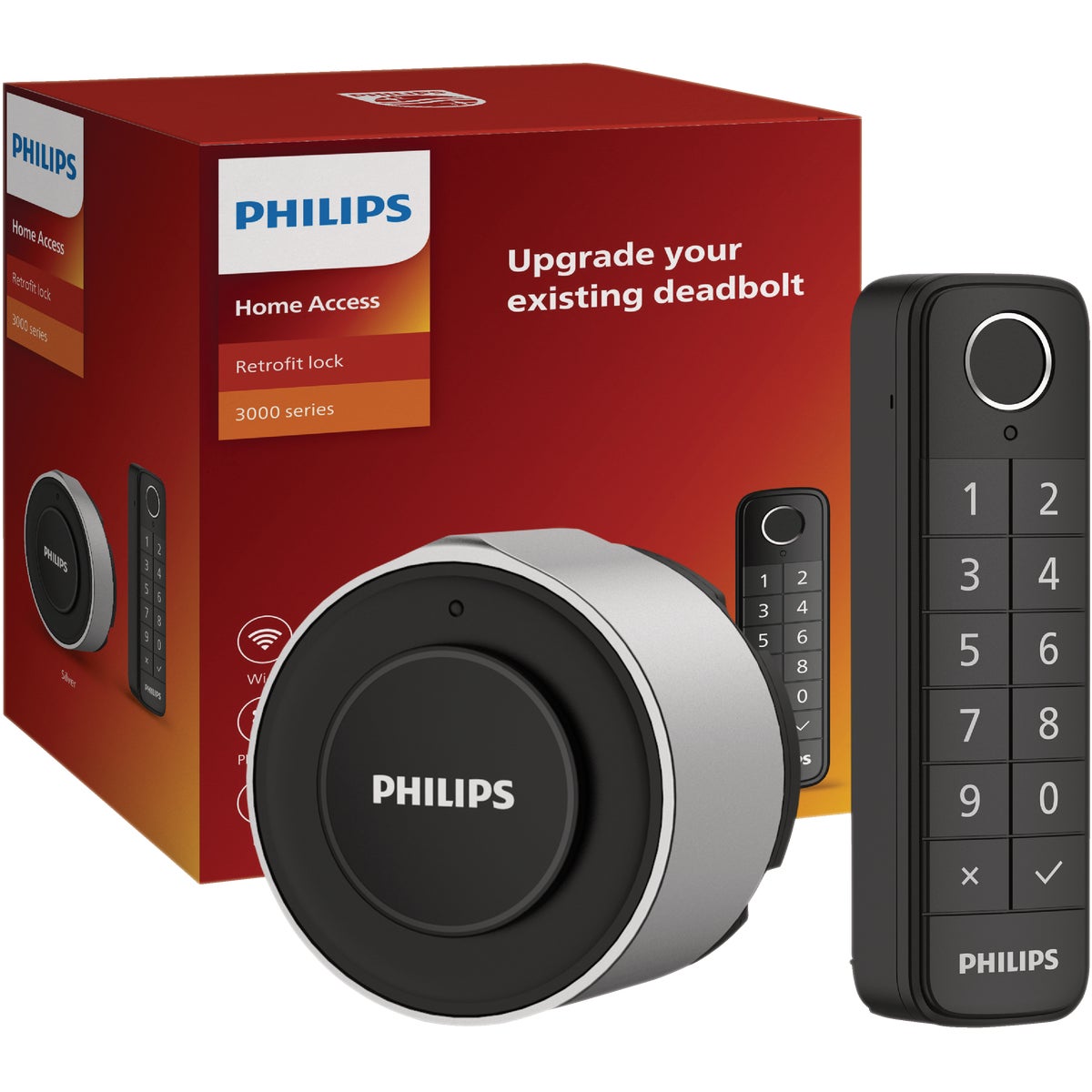 Philips Retrofit Electronic Deadbolt Lock, Silver