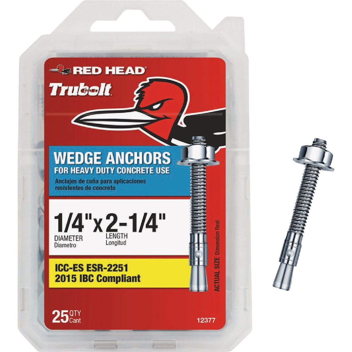 Red Head 1/4 In. x 2-1/4 In. Concrete Wedge Anchor (25 Ct.)