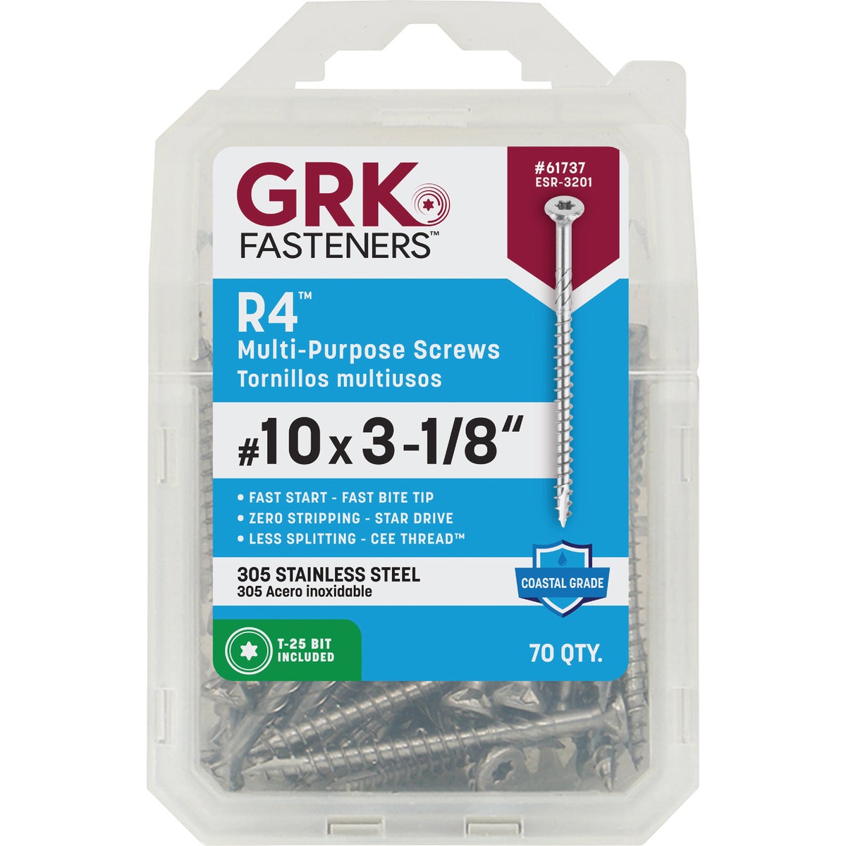 GRK R4 #10 x 3-1/8 In. Star Drive Multi-Purpose Wood Screw (70 Ct.)