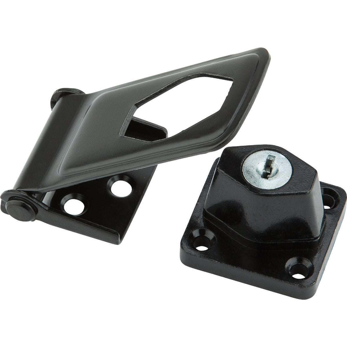 National Hardware 3-1/2 In. Matte Black Key Locking Hasp