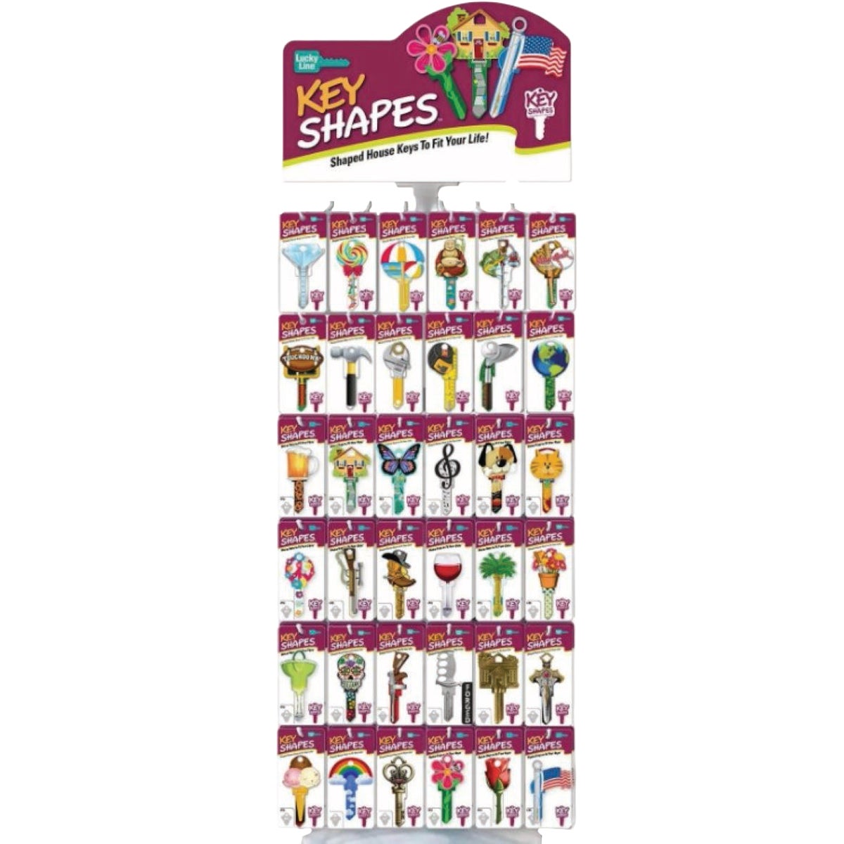 Lucky Line Key Shapes Revolving Counter Display with Extension (360-Piece)