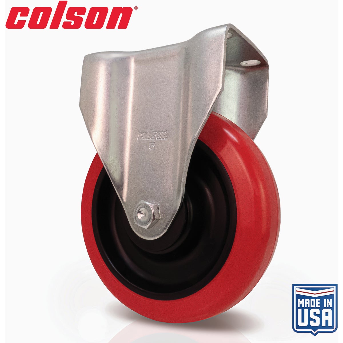 Colson 5 In. Red Polyurethane Rigid Plate Caster