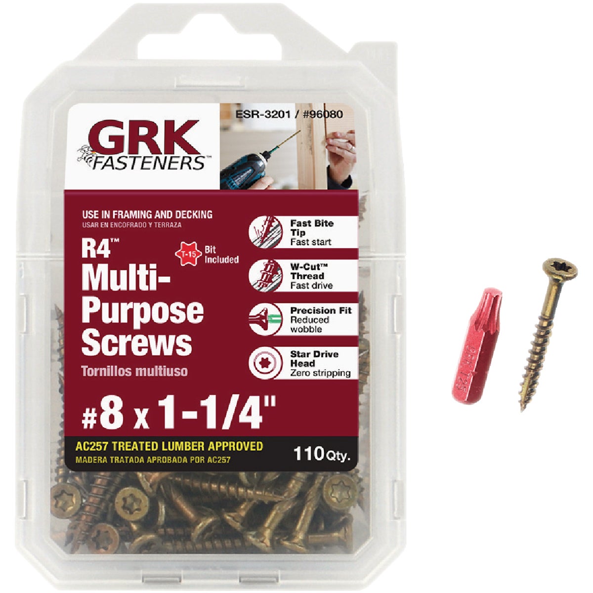 GRK R4 #8 x 1-1/4 In. Star Drive Multi-Purpose Wood Screw (110 Ct.)