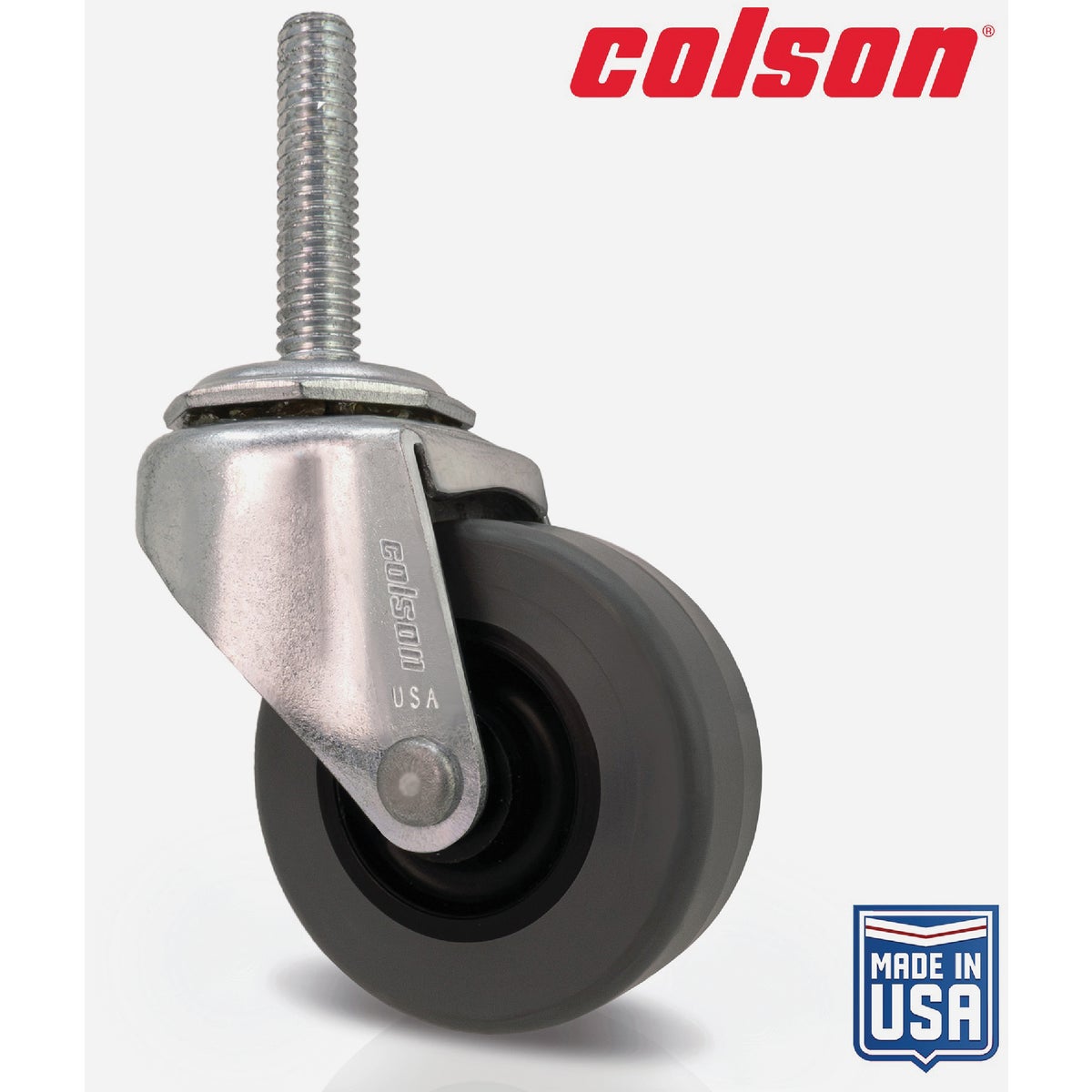 Colson 2 In. Gray TPR Swivel Threaded Stem Caster
