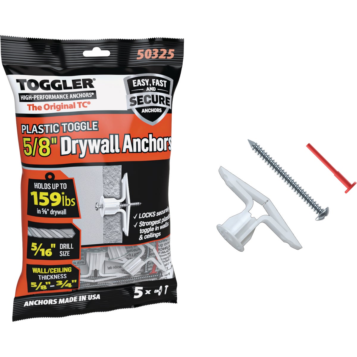 Toggler Snaptoggle #8 x 1-3/4 In. Zinc-Plated Steel Toggle Bolts (5 Ct.)