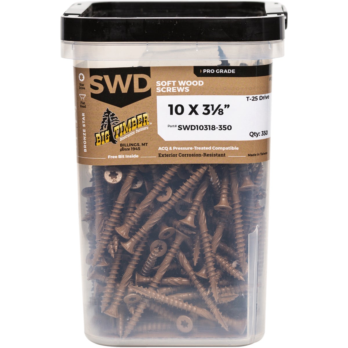 Big Timber #10 x 3-1/8 In. Star Drive Flat Head Soft Wood Screws (350 Ct.)