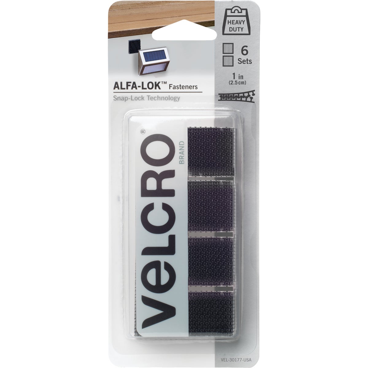 Velcro Brand Alfa-Lok 1 In. x 3 In. 15 Lb. Capacity Black Square Tape Strip (4 Sets)
