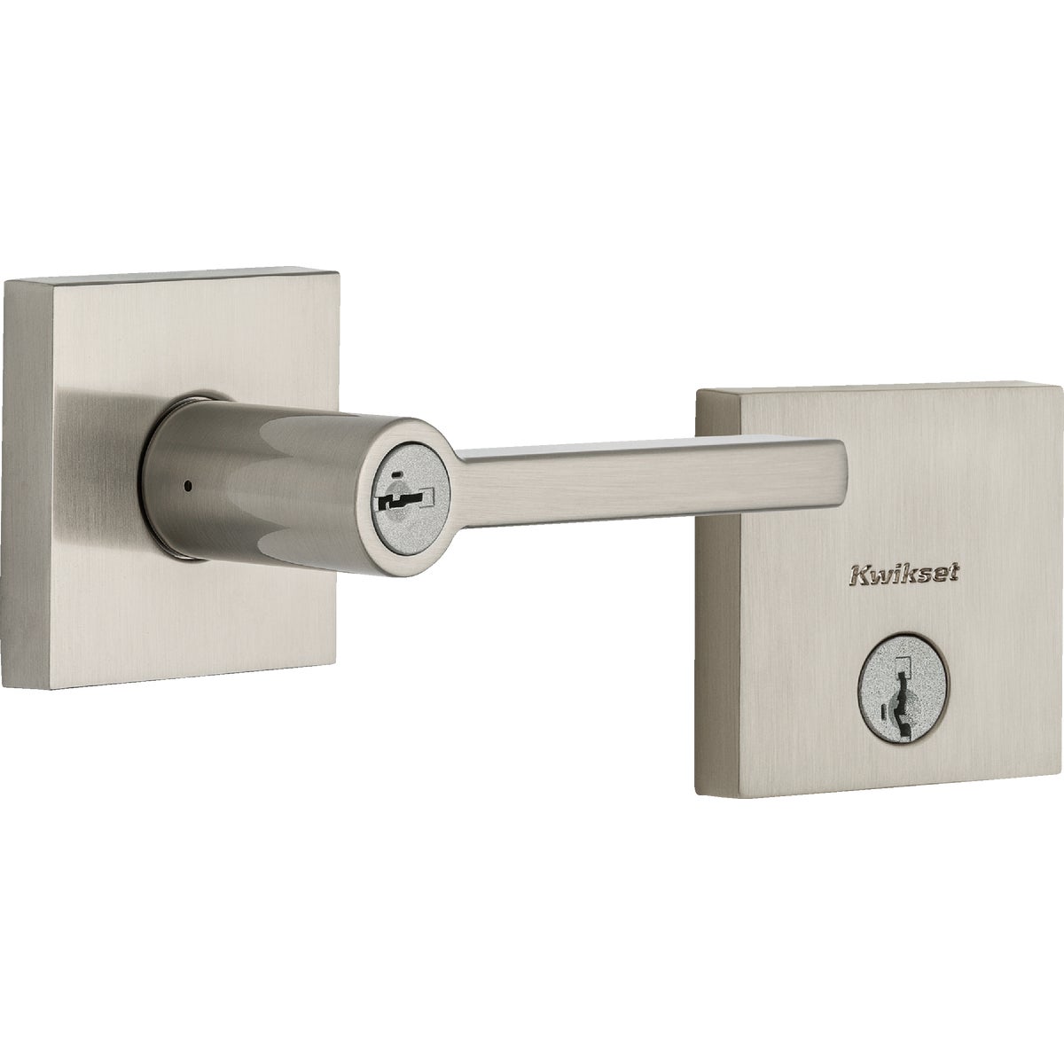 Kwikset Halifax Satin Nickel Deadbolt and Door Lever Combo With SmartKey