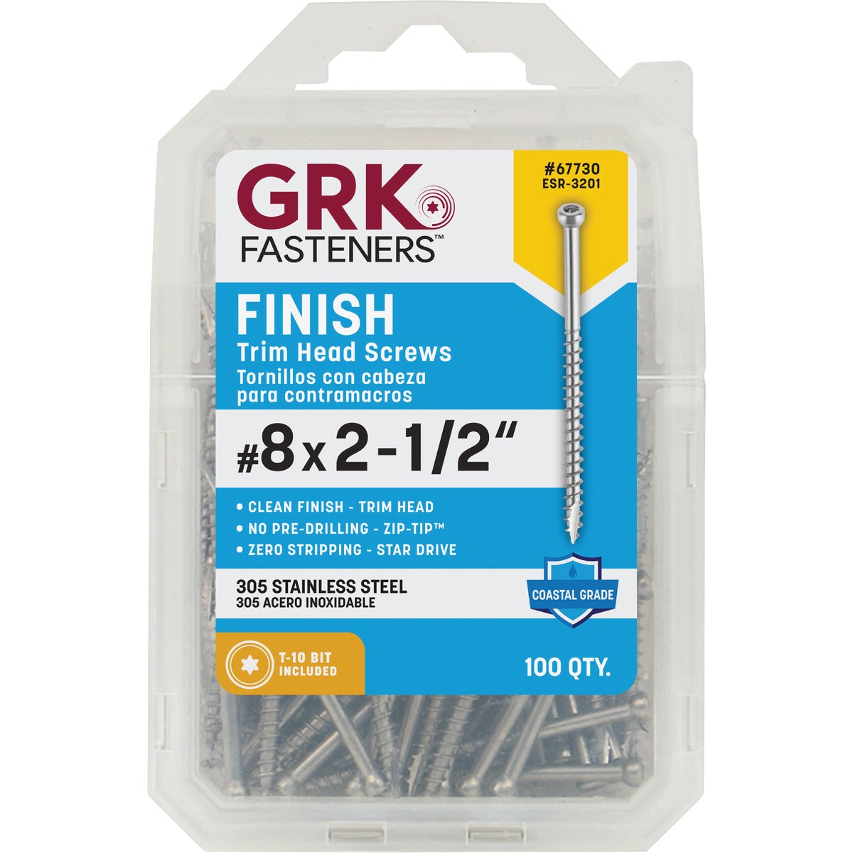 GRK #8 x 2-1/2 In. Star Drive Stainless Steel Trim Screw (100 Ct.)