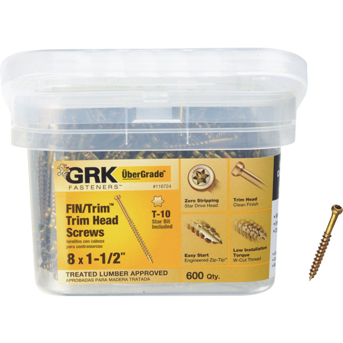 GRK #8 x 1-1/2 In. Star Drive Steel Trim Screw (600 Ct.)