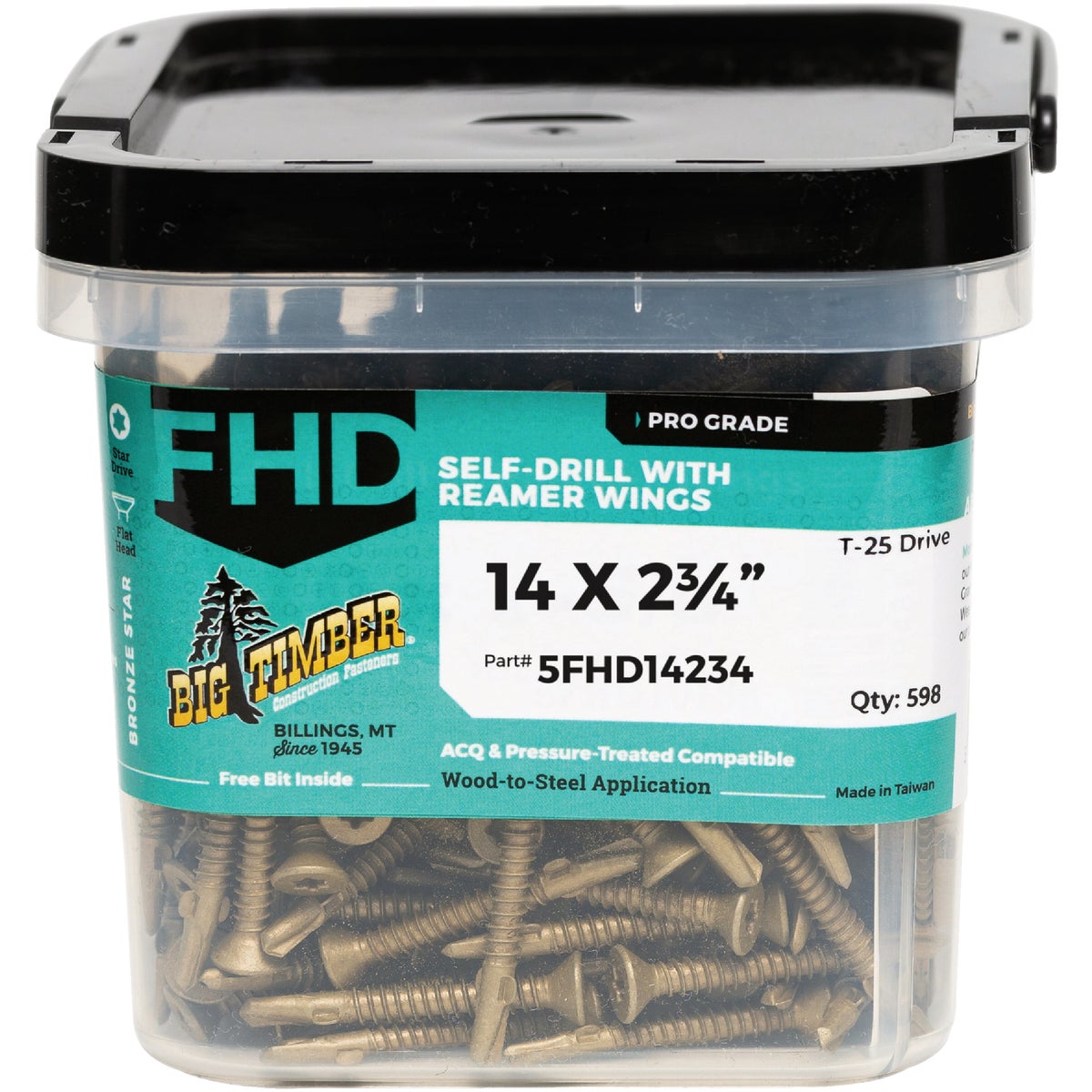 Big Timber #14 x 2-3/4 In. Flat Head Self-Drilling Wood to Metal Screw (5 Lb.)