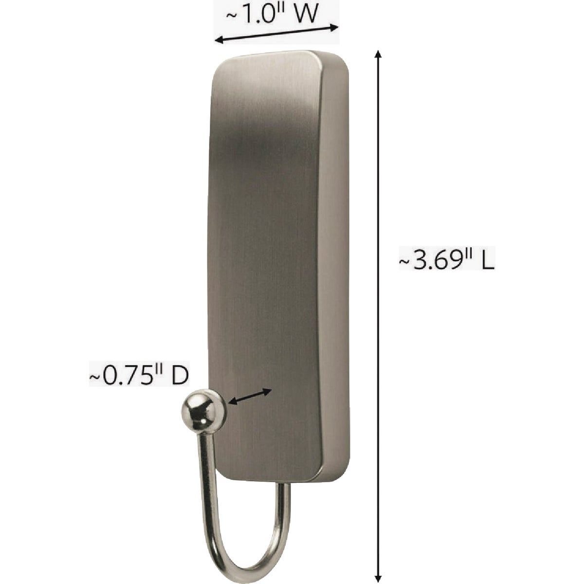 Command Medium Brushed Nickel Hook, 1 Hook, 2 Strips