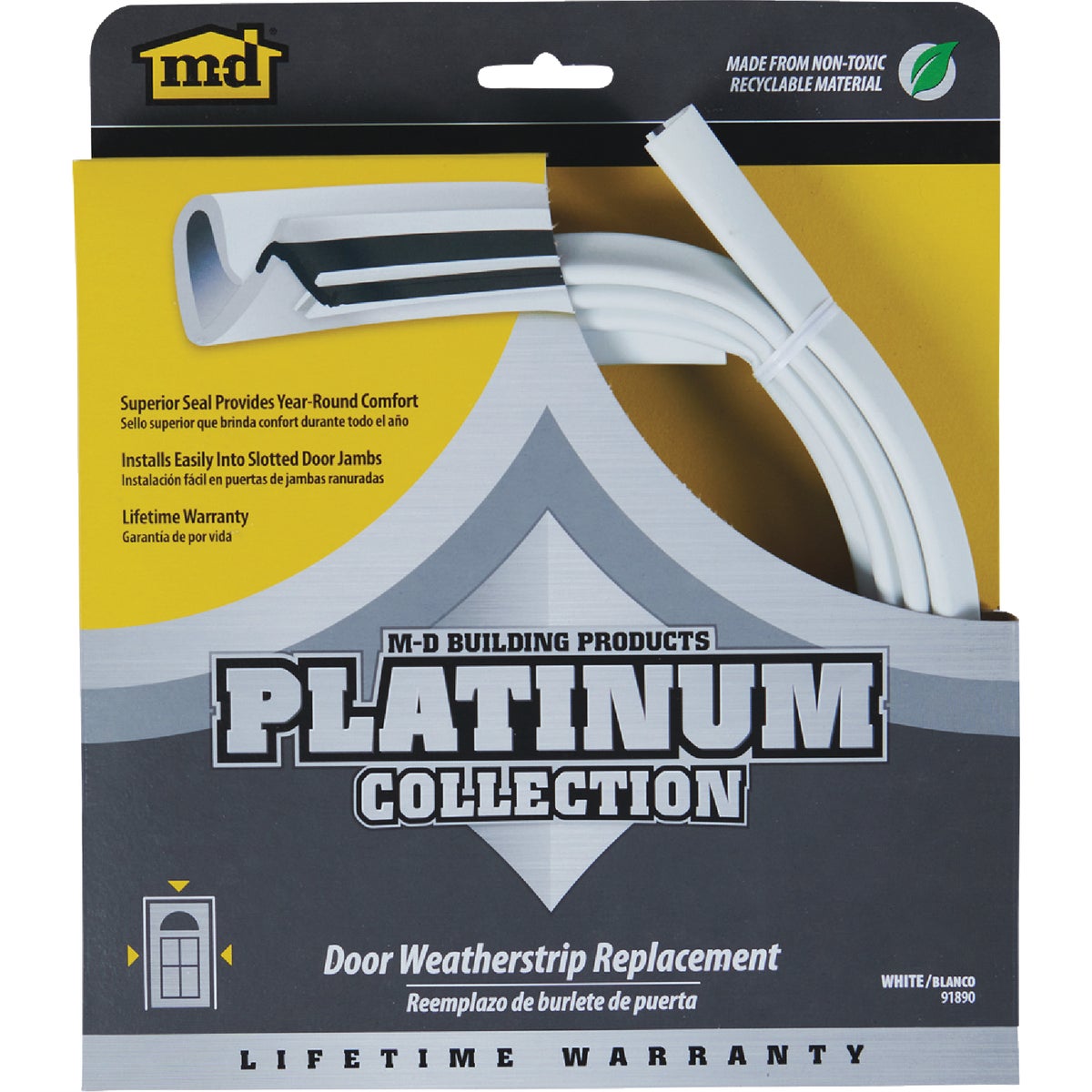 M-D 84" White Door Jambs Weatherstrip Replacement