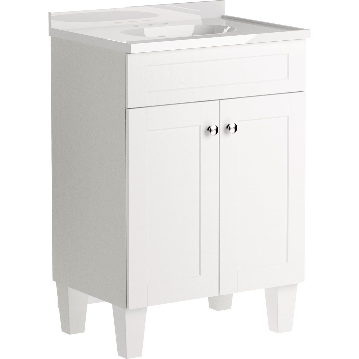 Zenna Home White 24 In. W x 35 In. H x 18 In. D Shaker Vanity with White Cultured Marble Top