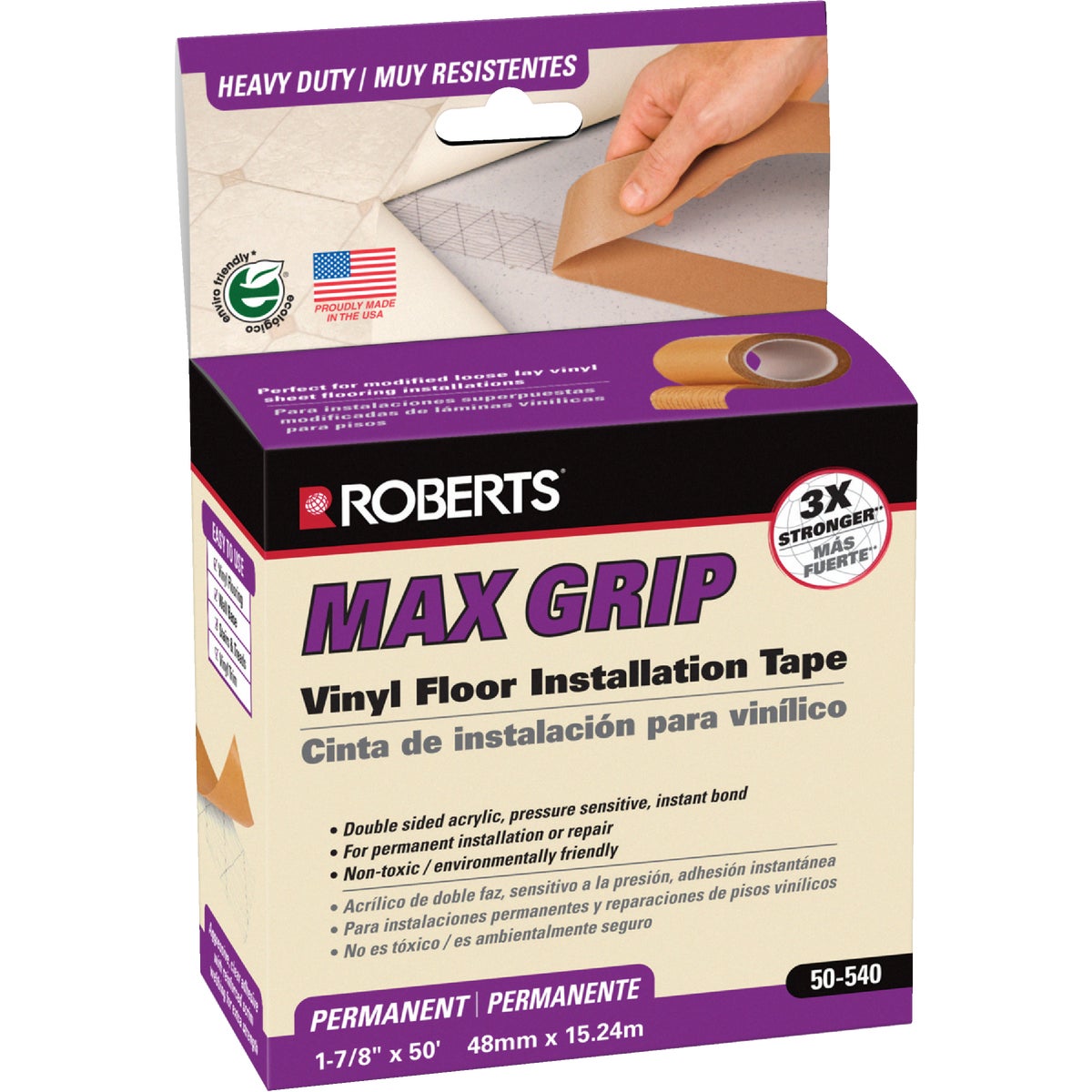 Max Grip 1-7/8 In. W x 50 Ft. L Vinyl Floor Installation Tape