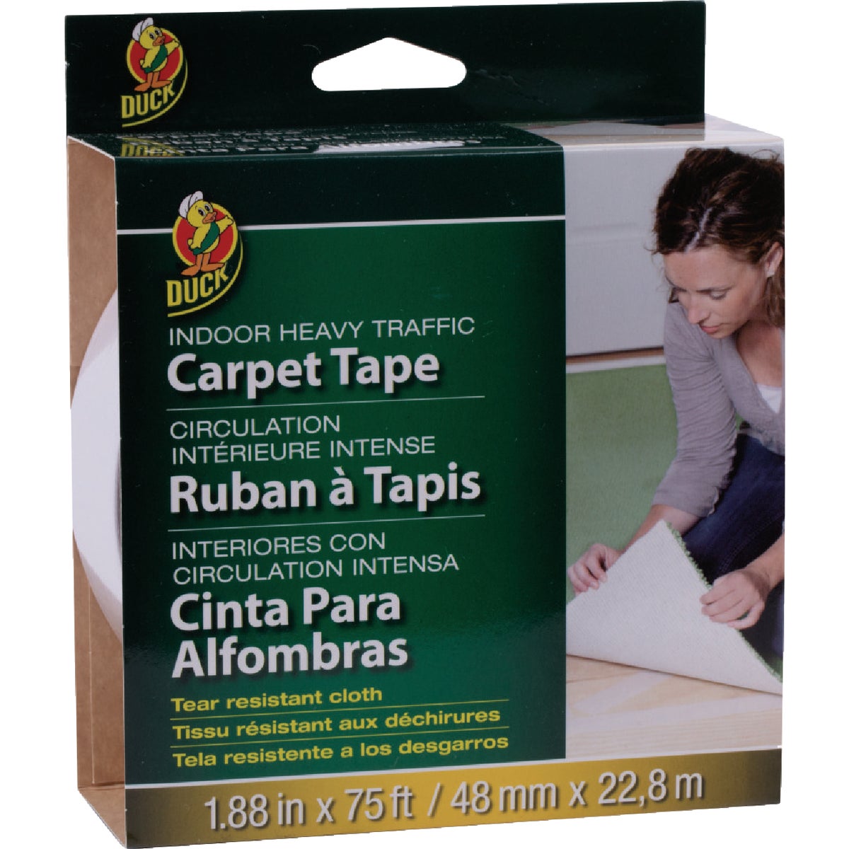 Duck Heavy Traffic 1.88 In. x 75 Ft. Indoor Double-Sided Adhesive Cloth Carpet Tape