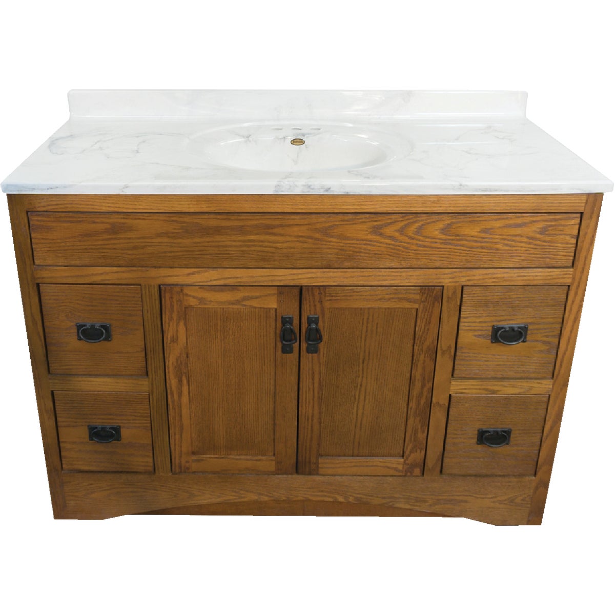 CraftMark Craftsmen Estate Oak 48 In. W x 34 In. H x 21 In. D Vanity Base without Top, 2 Door/4 Drawer