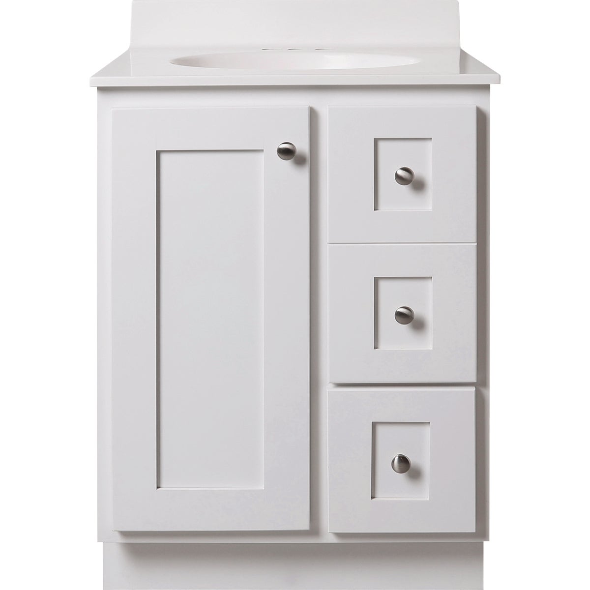 Bertch Storage Solutions 24 In. W x 34-1/2 In. H x 21 In. Deep White Vanity Base without Top, 1 Door/3 Drawer