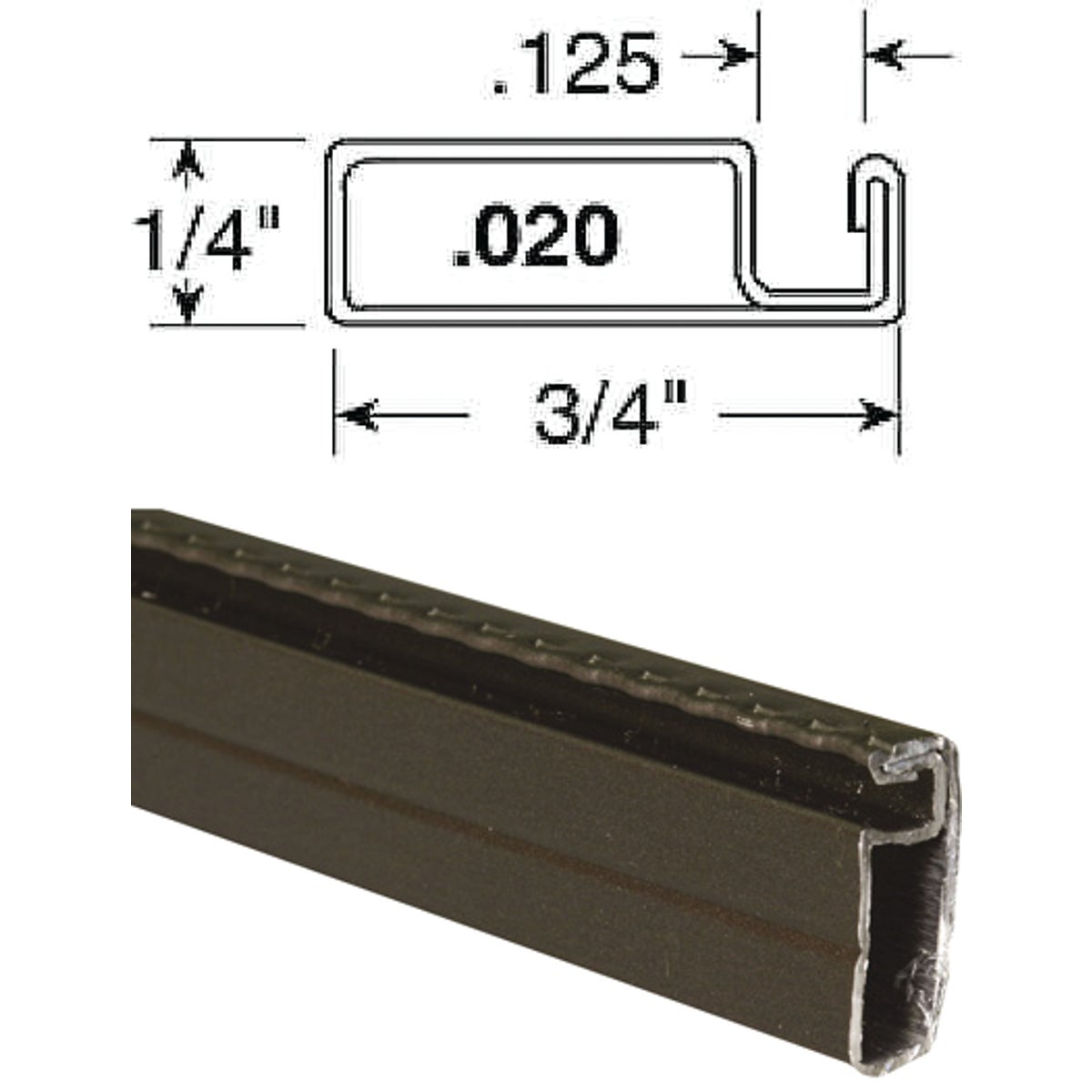 Prime-Line Make-2-Fit 3/4 x 1/4 x 94 Bronze Aluminum Screen Frame