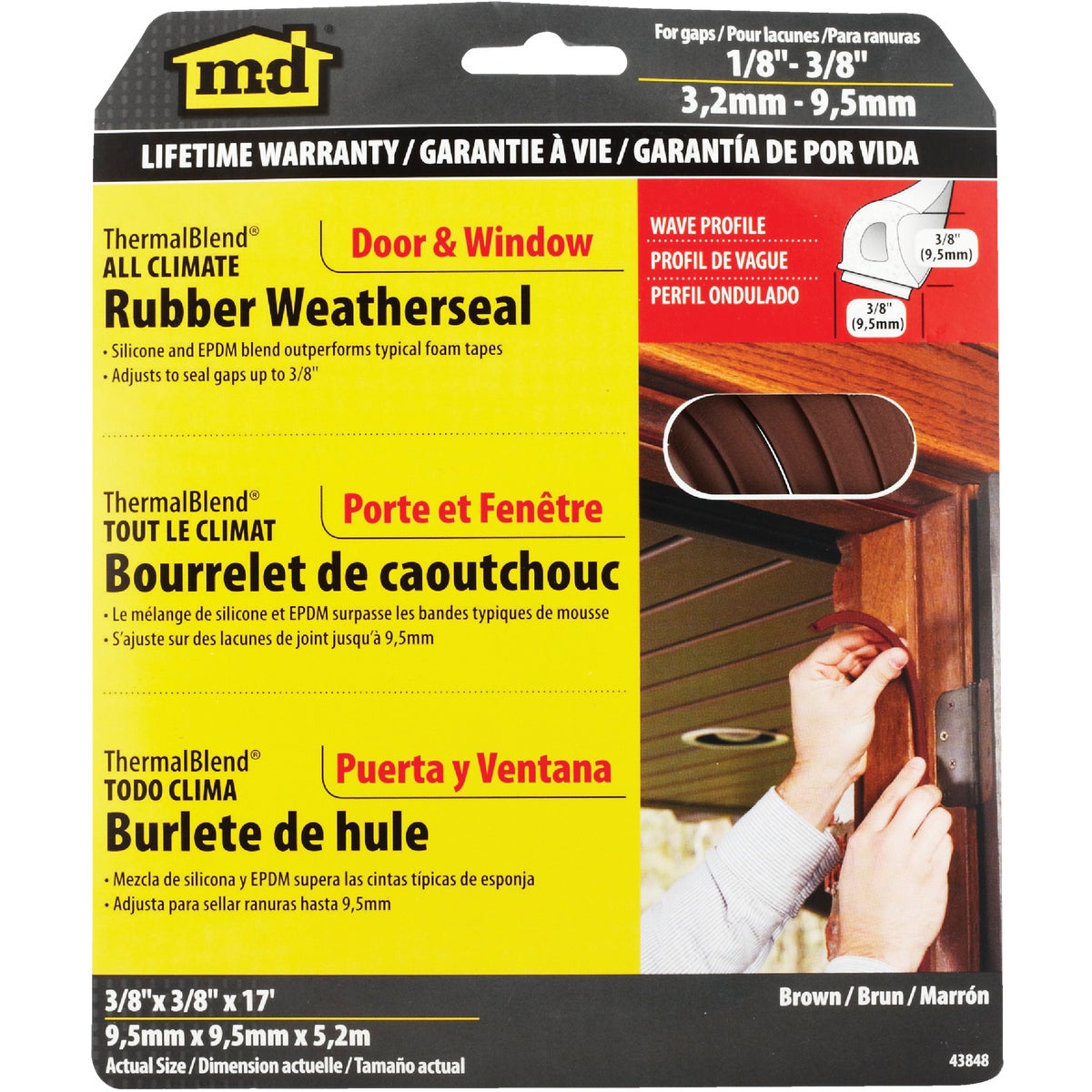 M-D Brown 17 Ft. Rubber Weatherstrip