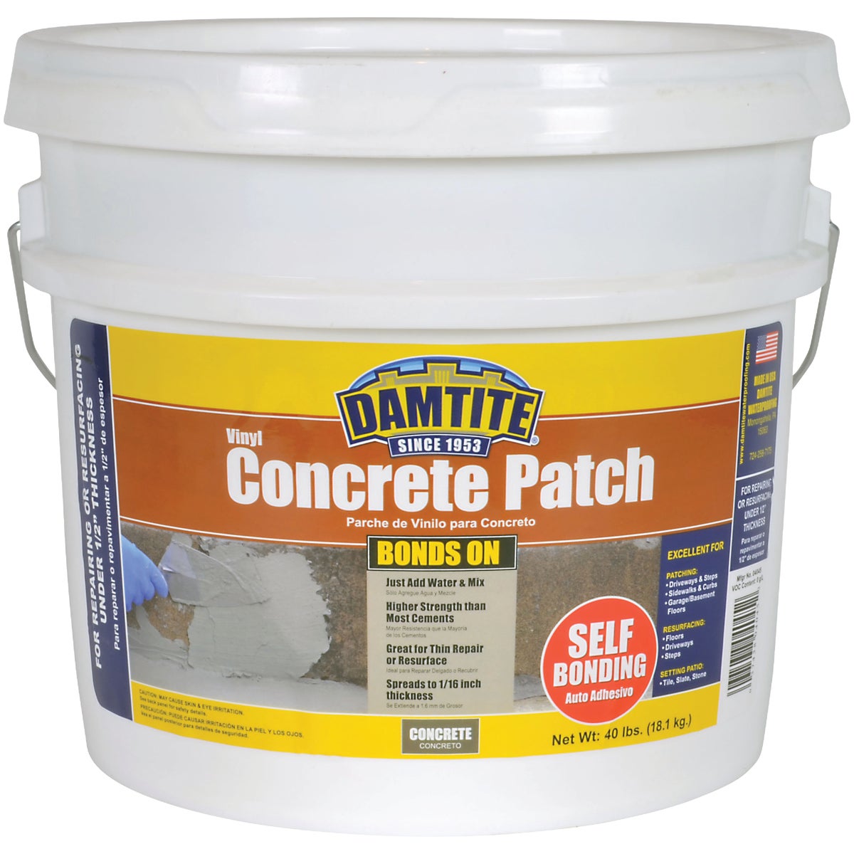 Damtite BondsOn 40 Lb. Gray Ready-to-Use Vinyl Concrete Patch