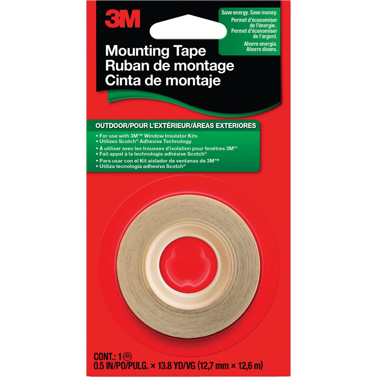 3M 1/2 In. x 500 In. Outdoor Window Film Tape