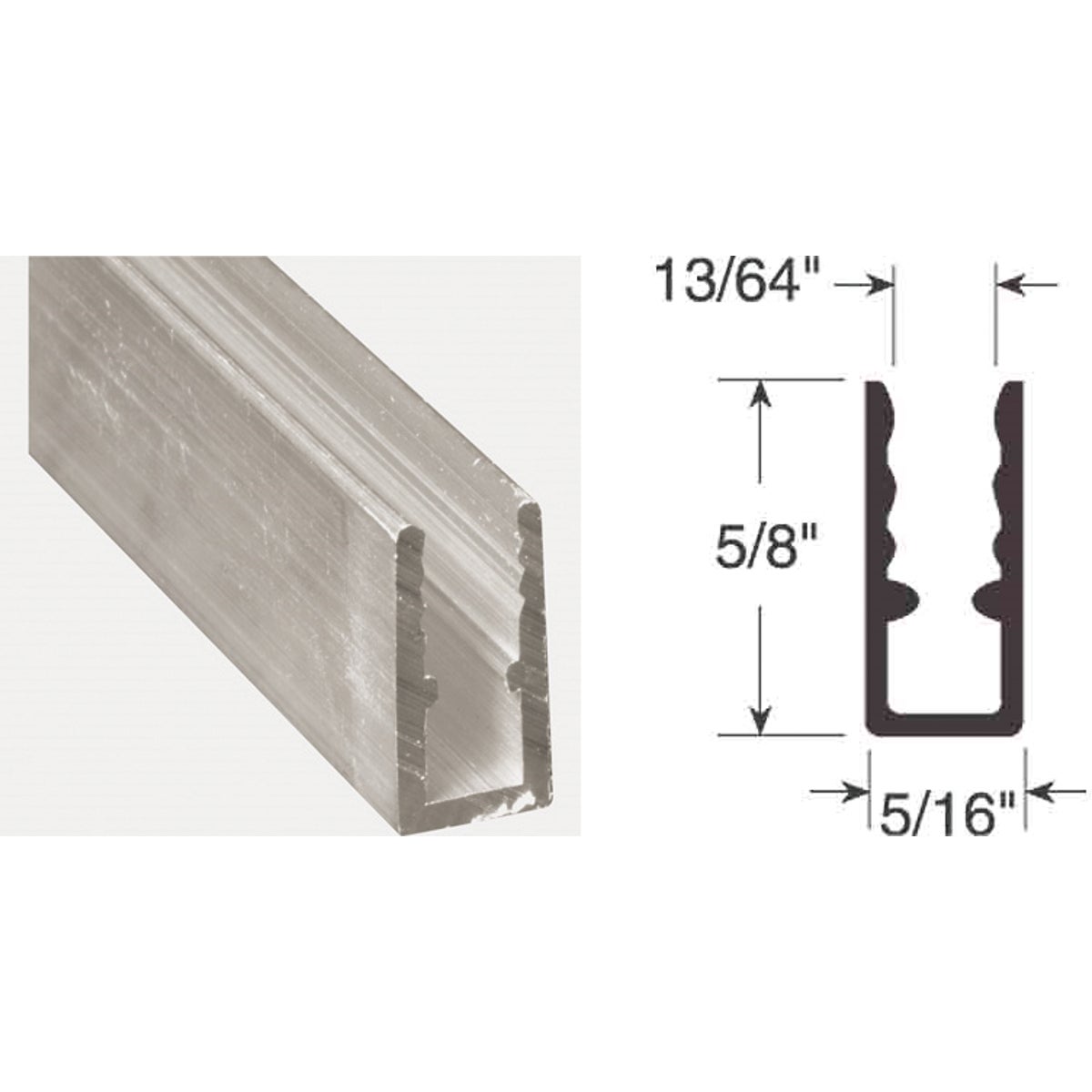 Prime-Line 5/16 In. x 5/8 In. x 94 In. Mill Extruded Window Frame