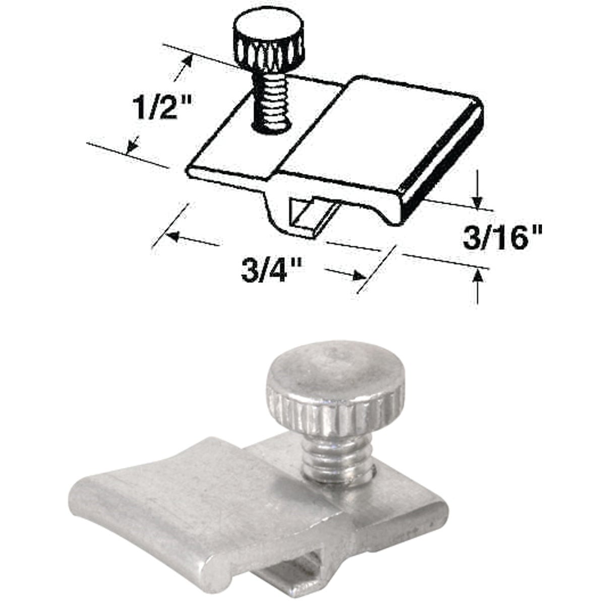 Prime-Line 1/2 In. W. x 3/16 In. H. x 3/4 In. L. Storm Door Panel Clip (8-Pack)