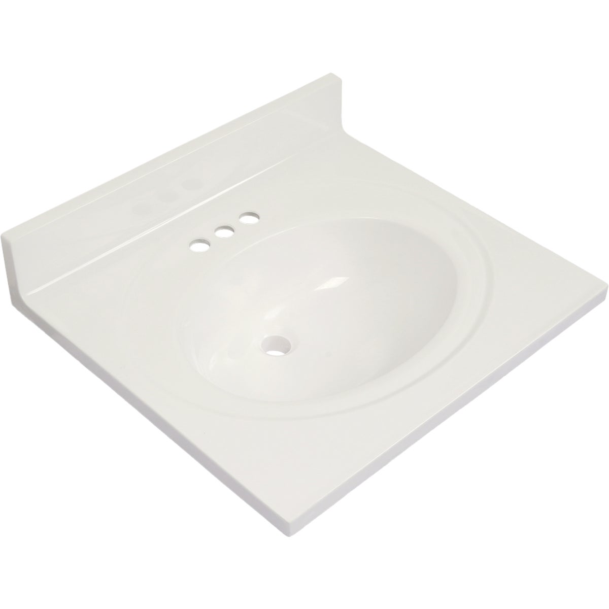 Modular Vanity Tops 25 In. W x 22 In. D Solid White Cultured Marble Flat Edge Sink Sink Vanity Top with Oval Bowl