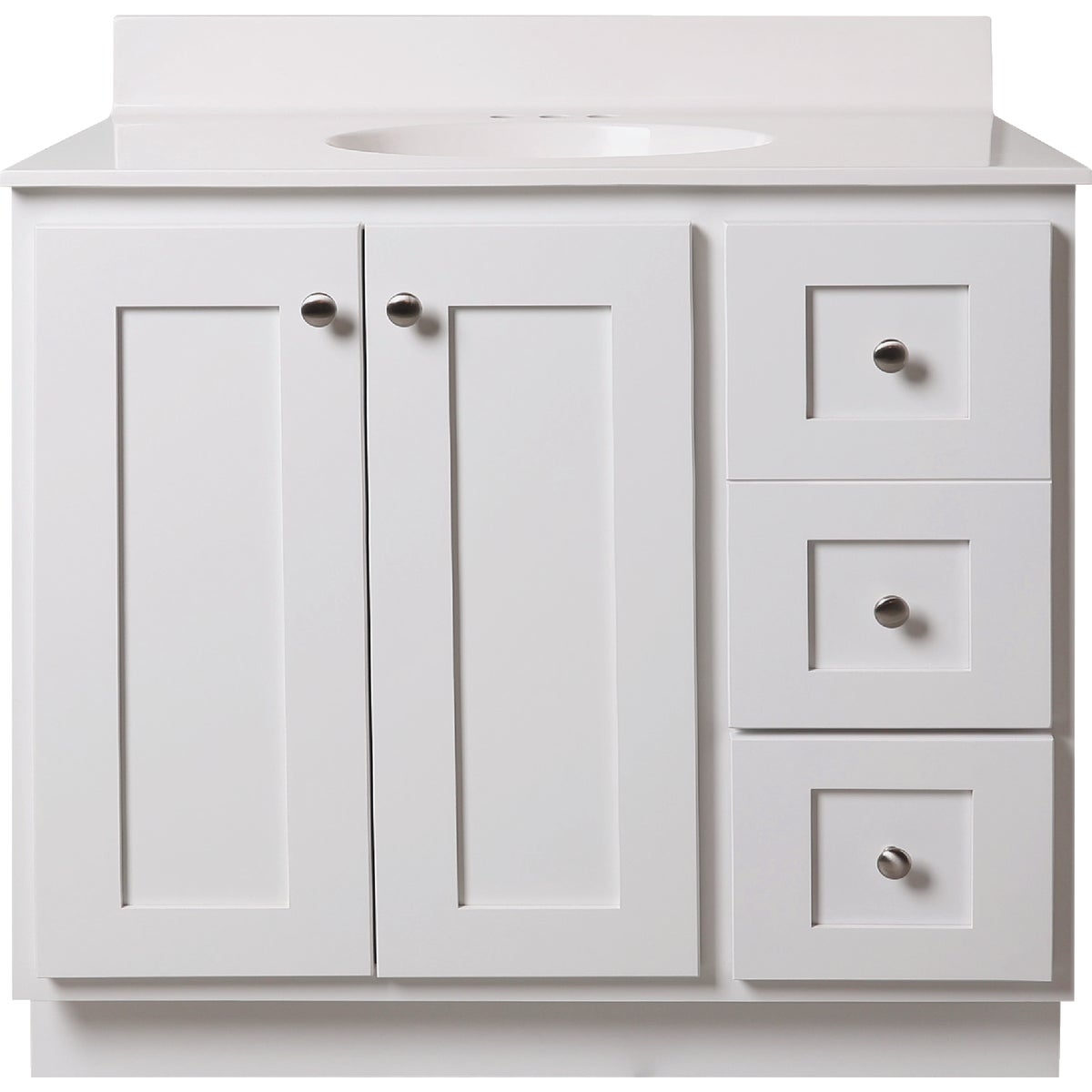 Bertch Storage Solutions 36 In. W x 34-1/2 In. H x 21 In. Deep White Vanity Base without Top, 2 Door/3 Drawer