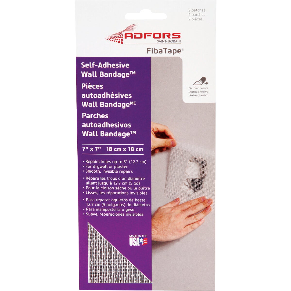 FibaTape Wall Bandage 7 In. x 7 In. Self-Adhesive Drywall Patch (2-Pack)