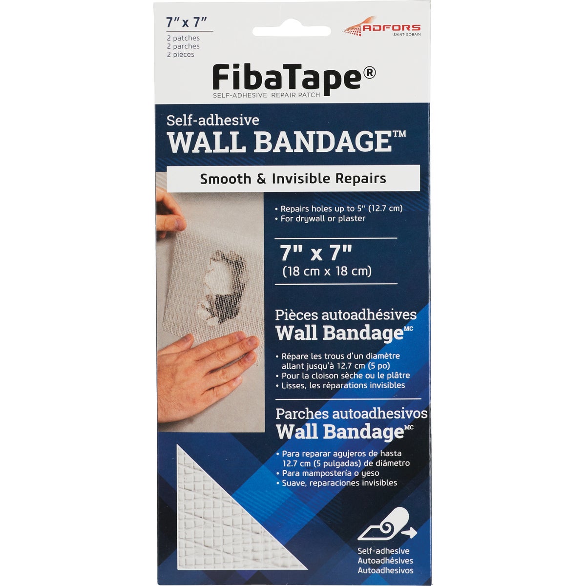 FibaTape Wall Bandage 7 In. x 7 In. Self-Adhesive Drywall Patch (2-Pack)