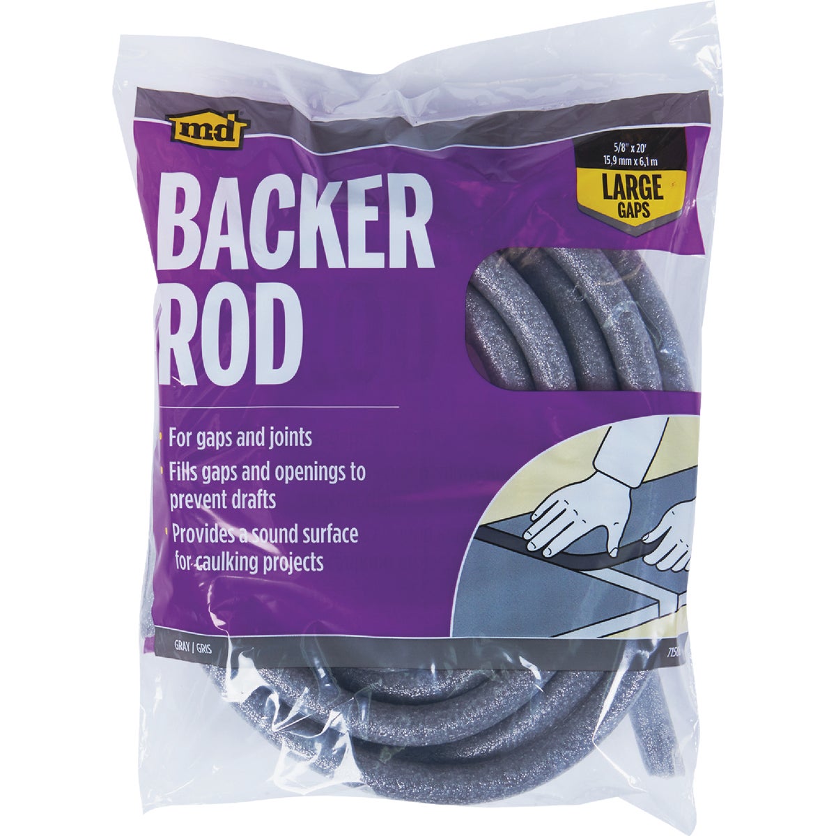 M-D 5/8 In. x 20 Ft. Gray Backer Rod