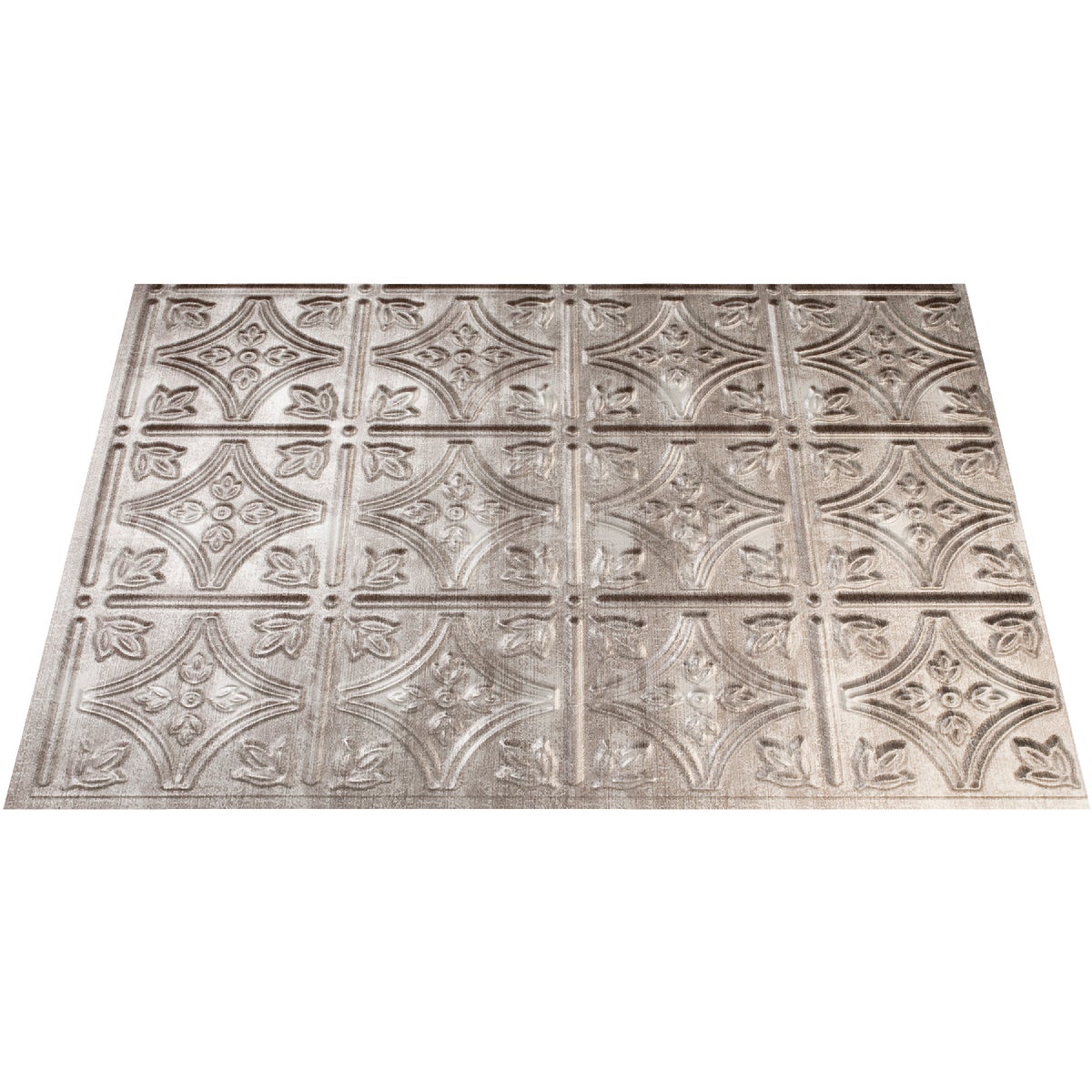 Fasade 18 In. x 24 In. Thermoplastic Backsplash Panel, Cross Hatch Silver Traditional 1