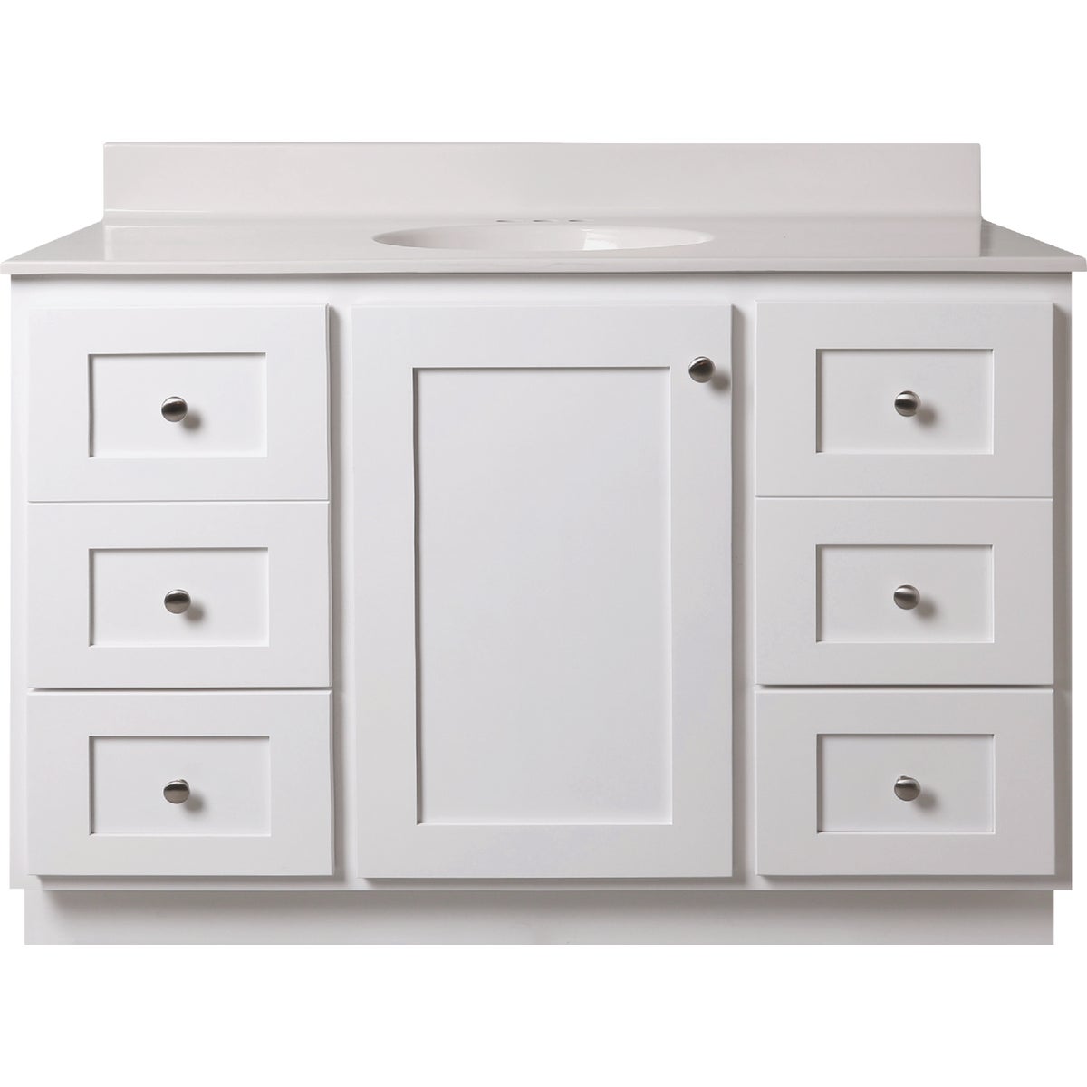 Bertch Storage Solutions 48 In. W x 34-1/2 In. H x 21 In. Deep White Vanity Base without Top, 1 Door/6 Drawer