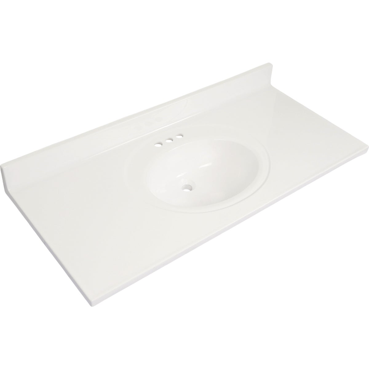 Modular Vanity Tops 49 In. W x 22 In. D Solid White Cultured Marble Flat Edge Single Sink Vanity Top with Oval Bowl