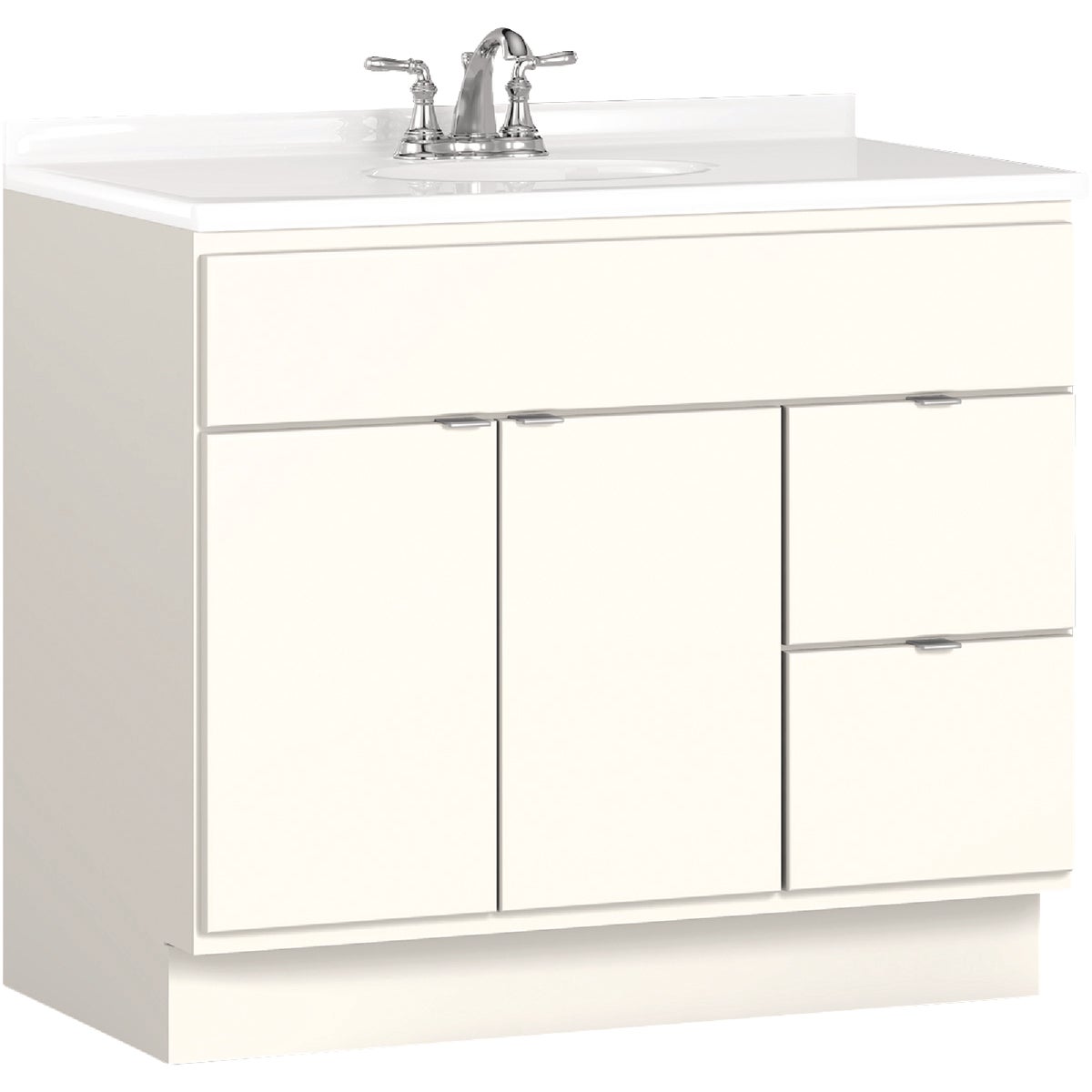 Bertch Riverside 36 In. W x 34-1/2 In. H x 21 In. D White Vanity Base without Top, 2 Door/2 Drawer
