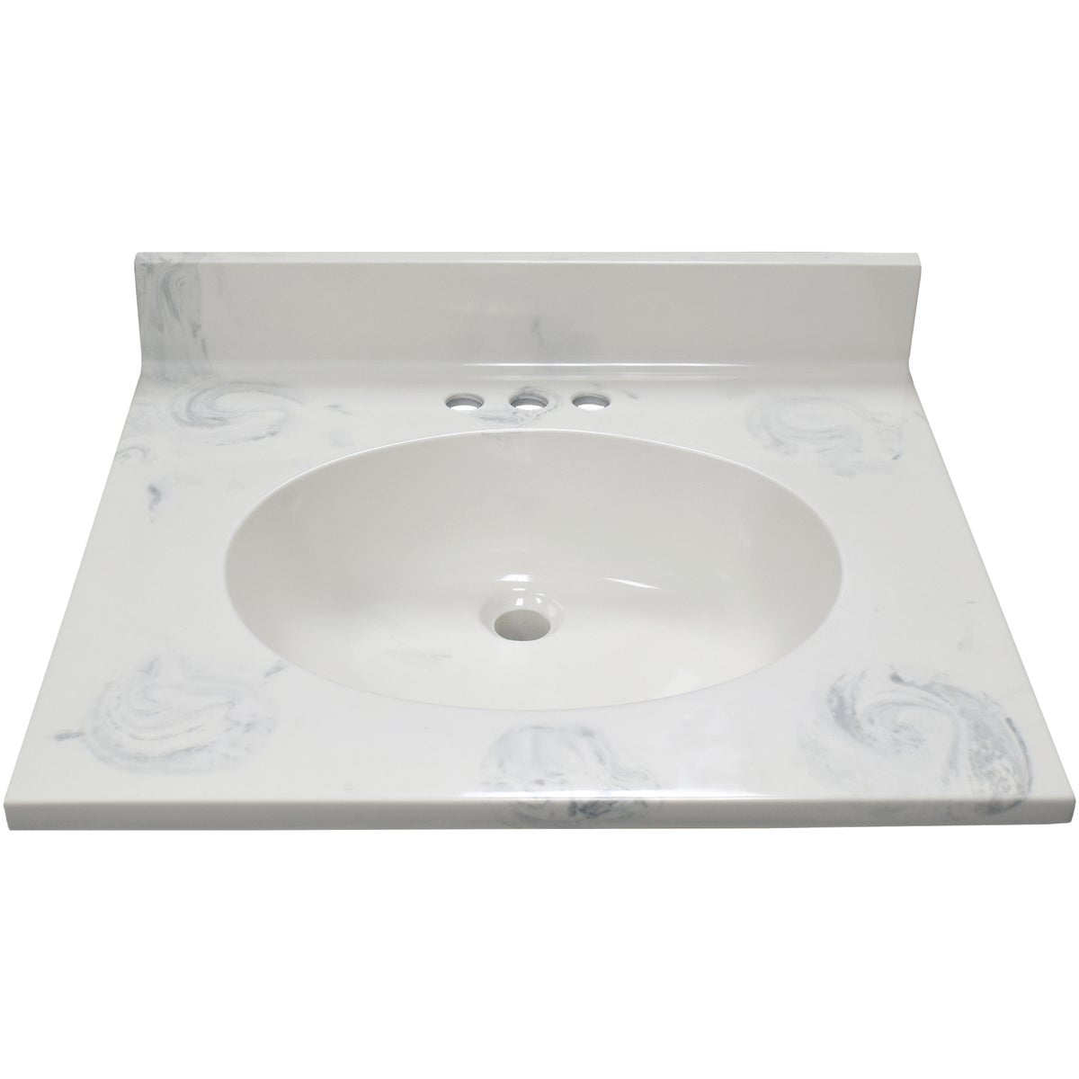 Modular Vanity Tops 25 In. W x 22 In. D Marbled Dove Gray Cultured Marble Flat Edge Single Sink Vanity Top with Oval Bowl