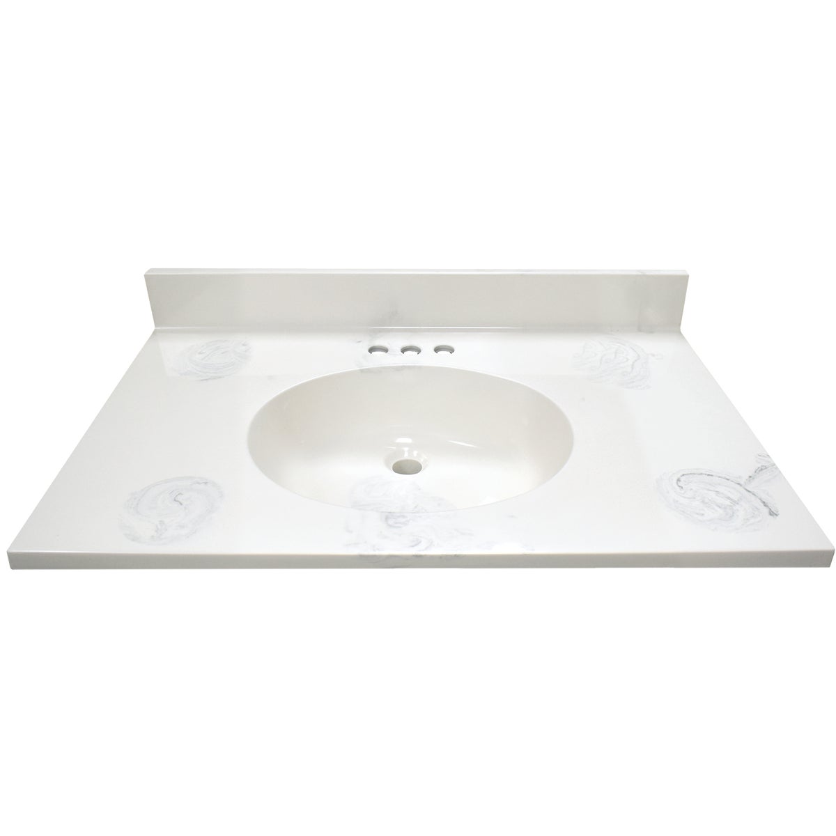 Modular Vanity Tops 31 In. W x 22 In. D Marbled Dove Gray Cultured Marble Flat Edge Single Sink Vanity Top with Oval Bowl
