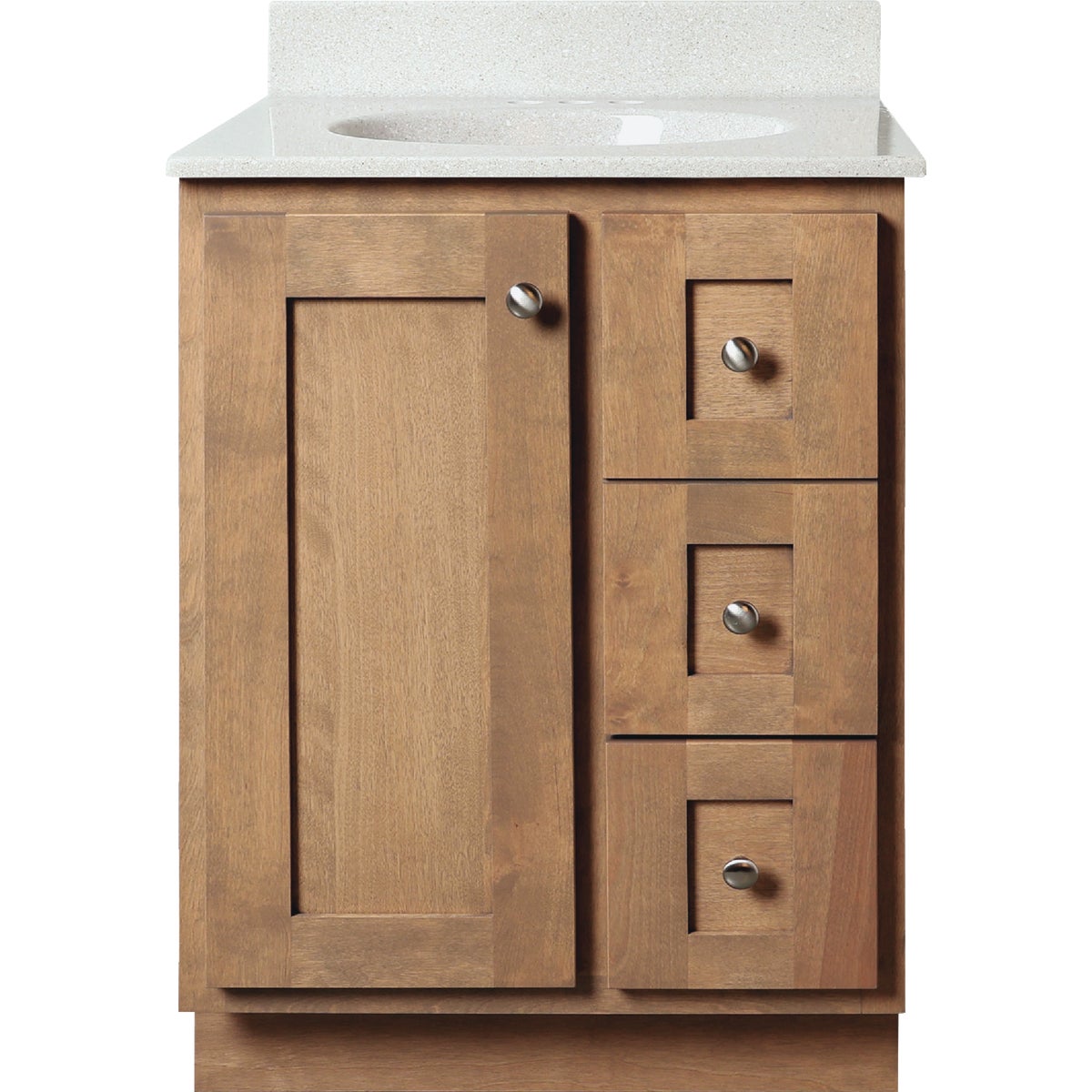 Bertch Storage Solutions 24 In. x 34-1/2 In. H x 21 In. D Driftwood Vanity Base without Top, 1 Door/3 Drawer