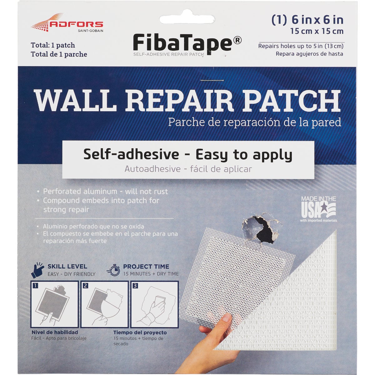 FibaTape 6 In. x 6 In. Wall & Ceiling Self-Adhesive Drywall Patch