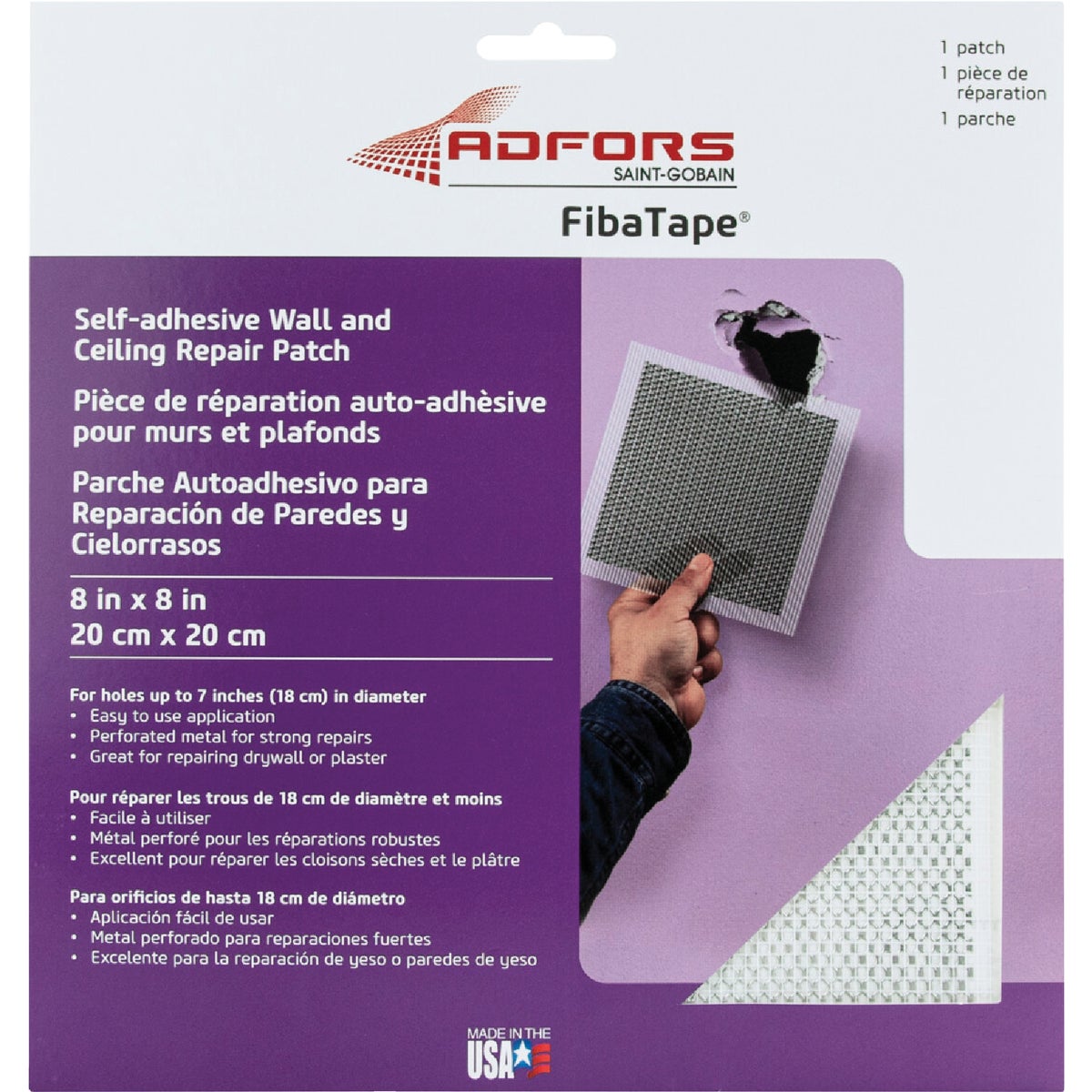 FibaTape 8 In. x 8 In. Wall & Ceiling Self-Adhesive Drywall Patch