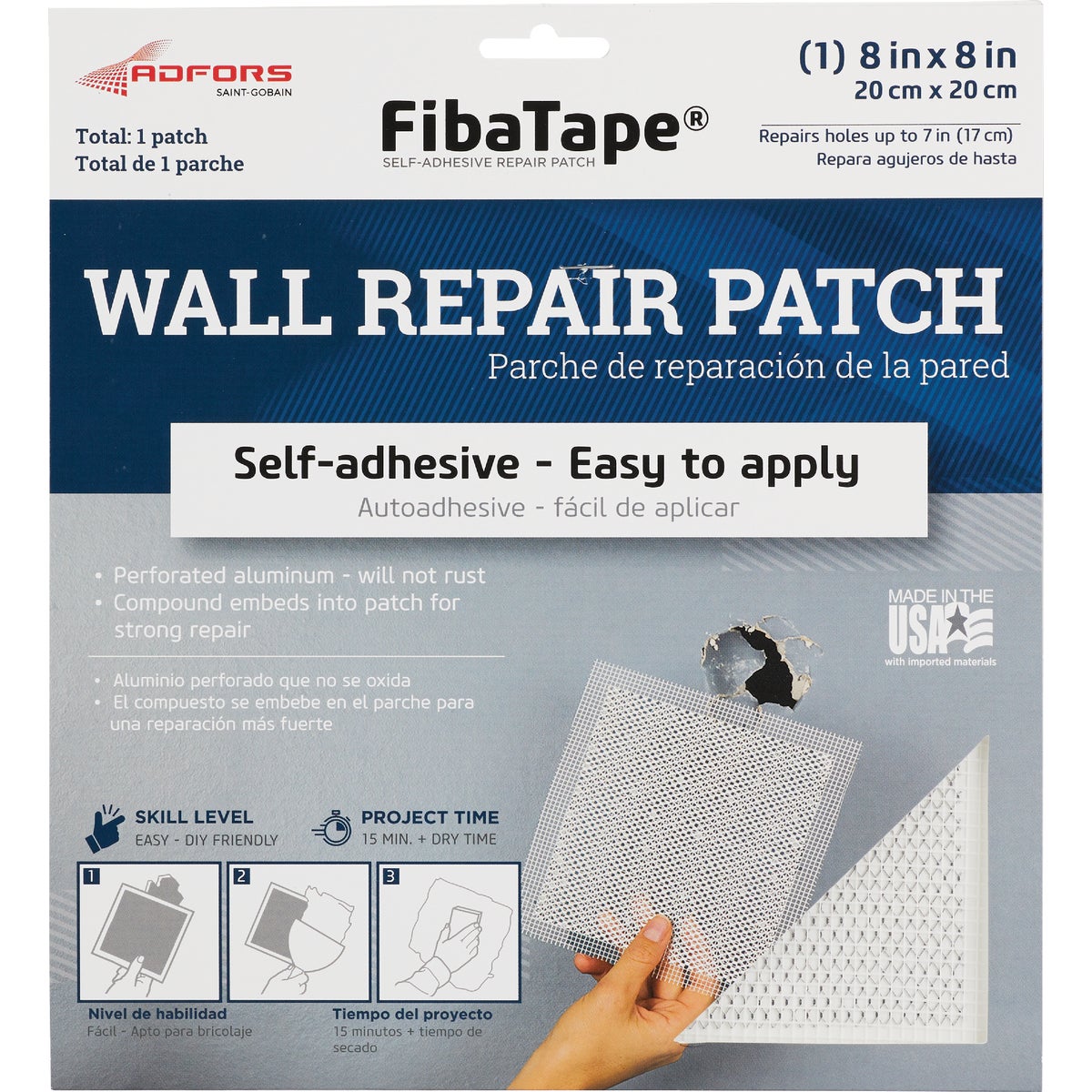 FibaTape 8 In. x 8 In. Wall & Ceiling Self-Adhesive Drywall Patch