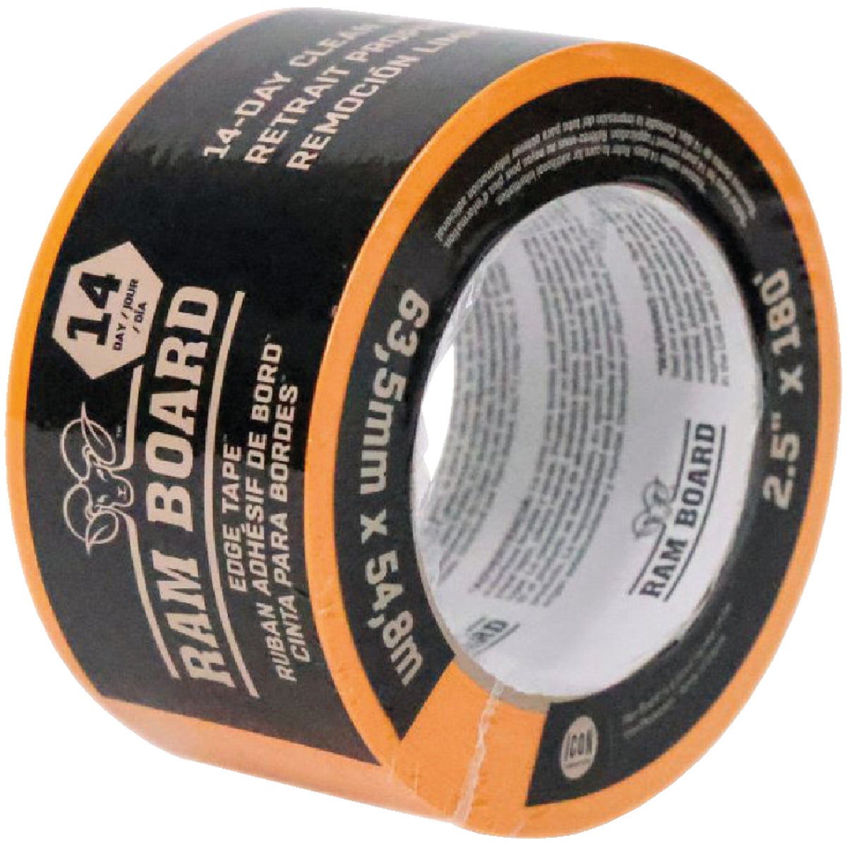 Ram Board Edge Tape 2-1/2 In. W x 180 Ft. L Floor Protection Tape, Safety Orange