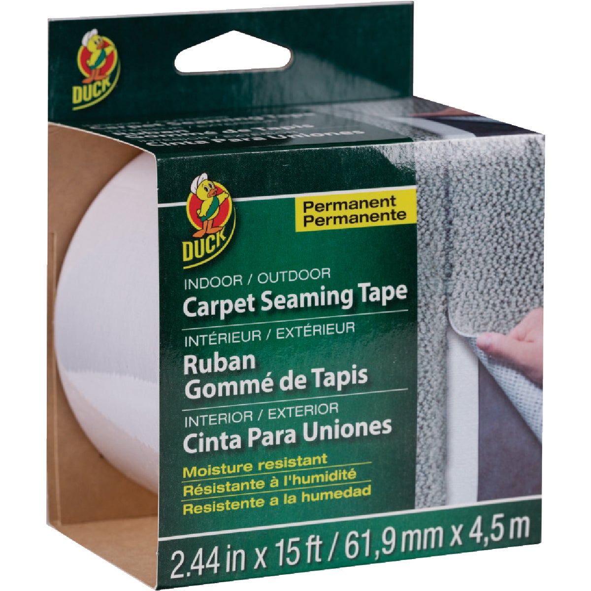 Duck 2.44 In. x 15 Ft. White Indoor/Outdoor Seaming Carpet Tape