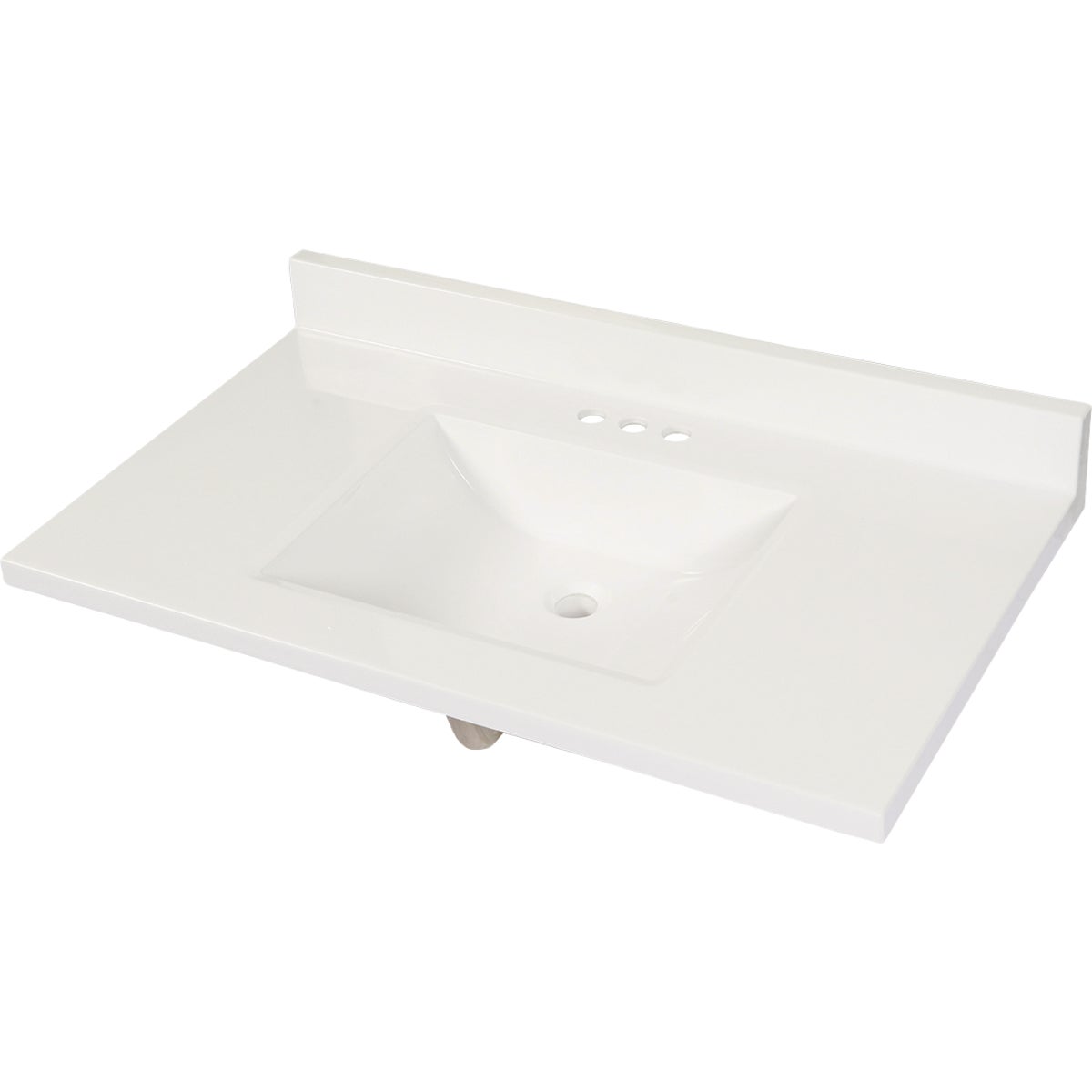 Modular Vanity Tops 37 In. W x 22 In. D Solid White Cultured Marble Vanity Top with Rectangular Wave Bowl