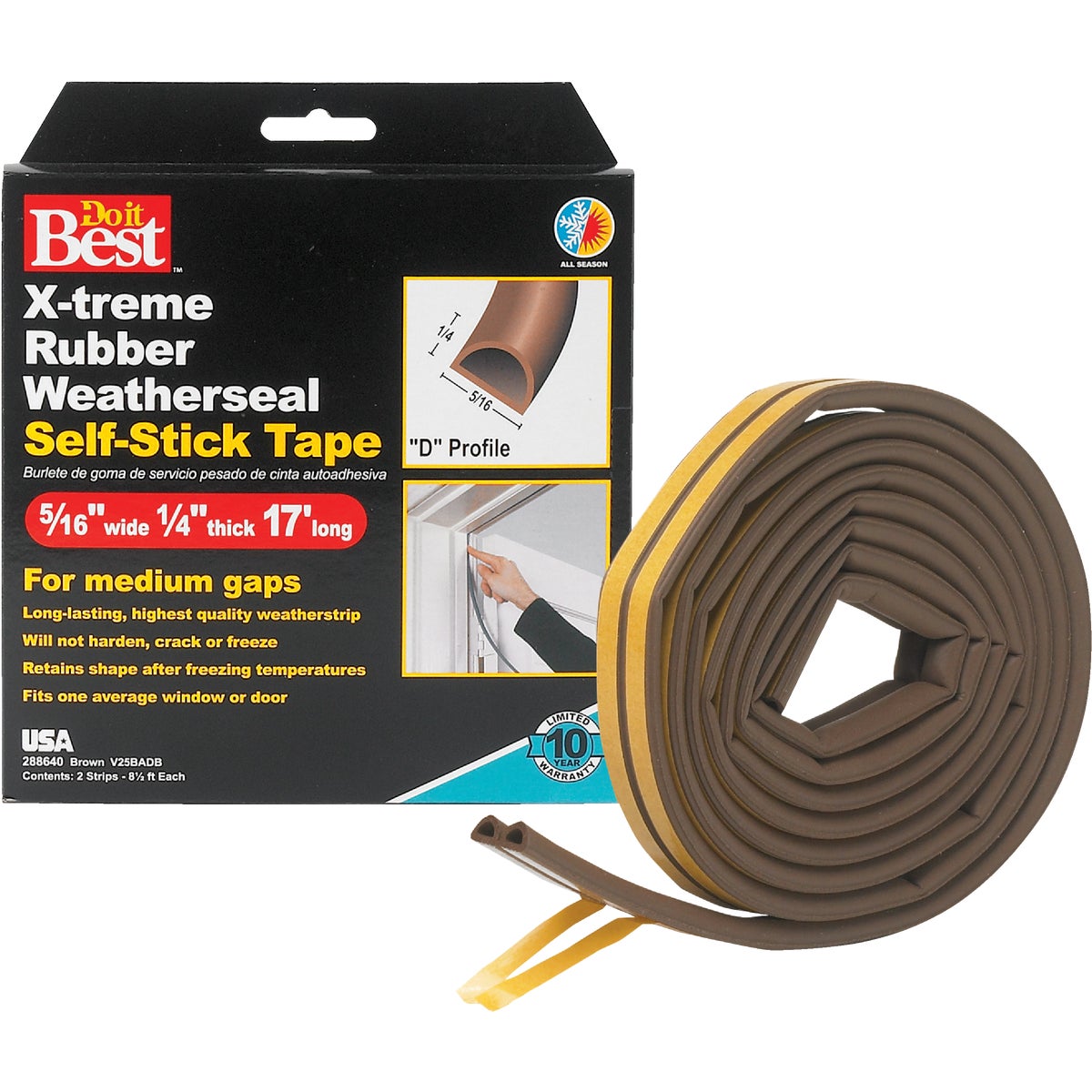 Do it Best Brown 17' 5/16" Rubber Weatherstrip